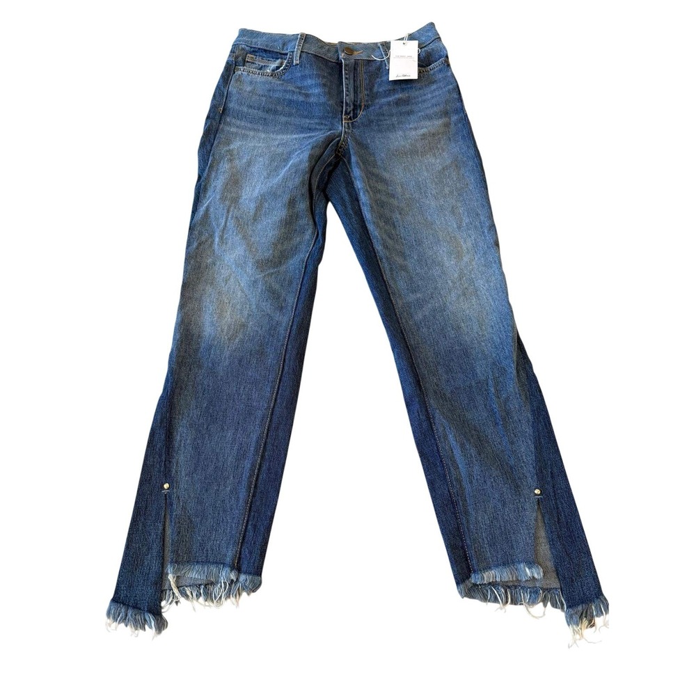 Sam Edelman The Mary Jane High Rise Straight Ankle Jeans Step Hem‎ Slit Blue 26